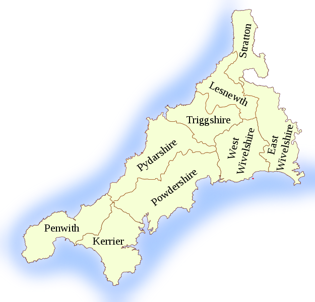 Map of Cornwall Hundreds